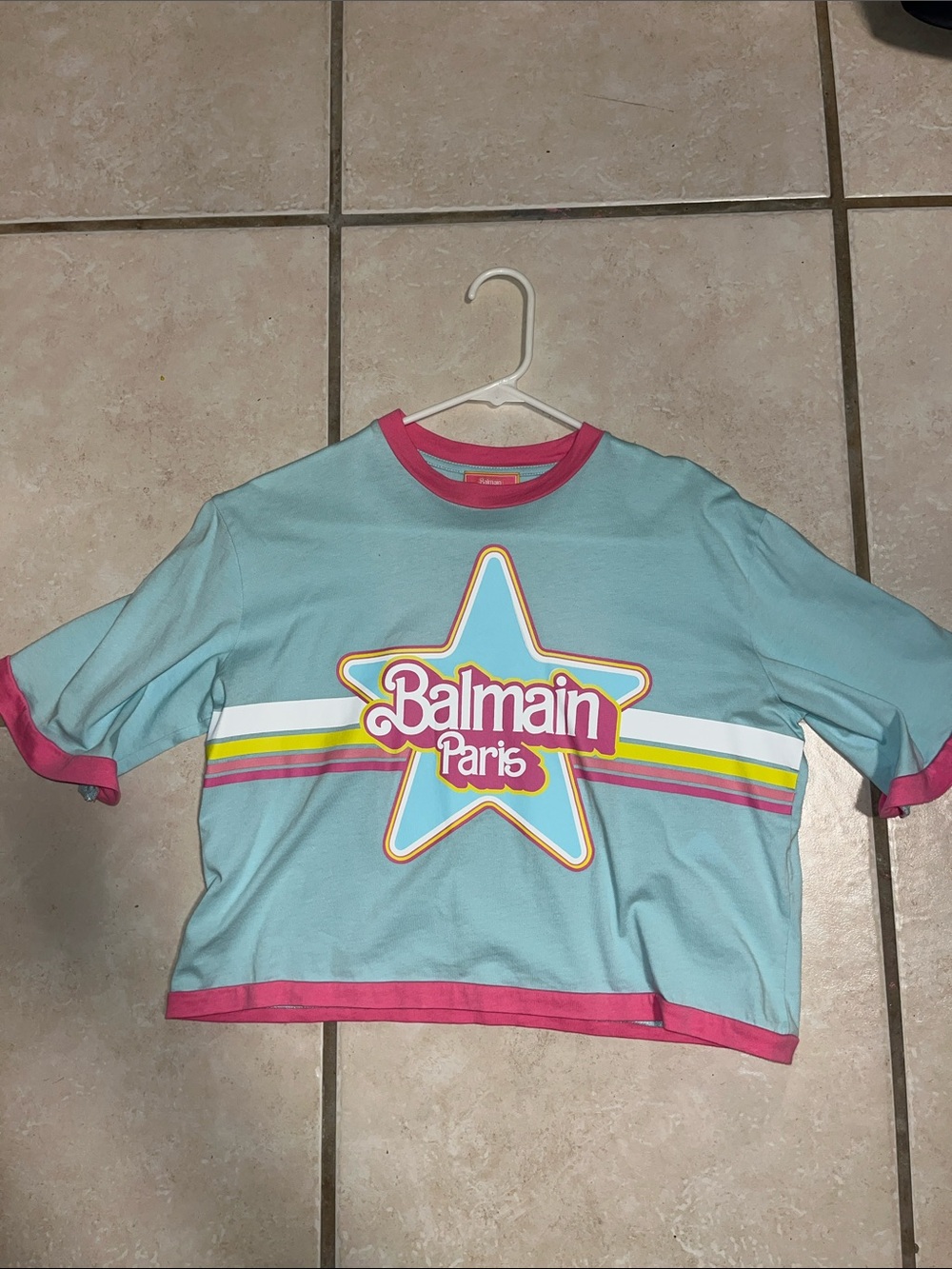 Balmain x Barbie Short Sleeve Tee in Light Blue